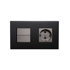 르그랑 | 아테오(ARTEOR) 유럽형 | 2구스위치 + 220V 1구콘센트 (2x2M)(흑연색)